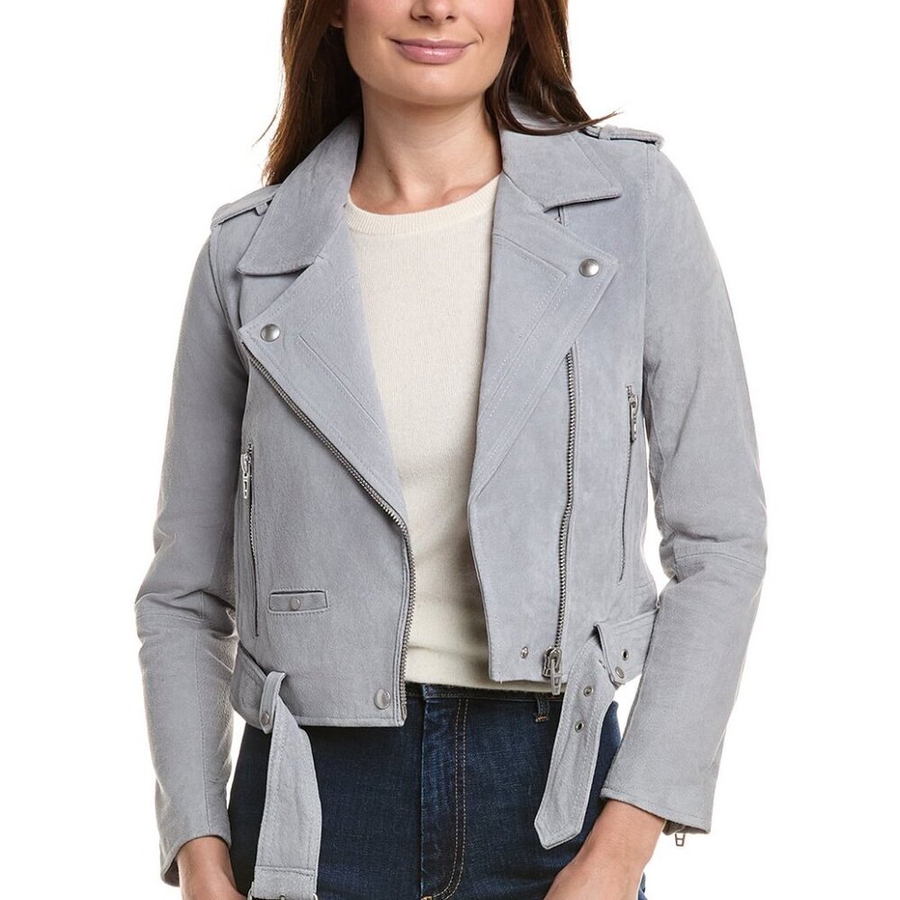 Blank NYC Blue Suede Moto Jacket